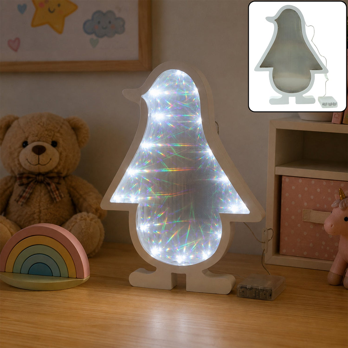 3D LED Penguin Decorative Infinity Mirror Light – alternate view