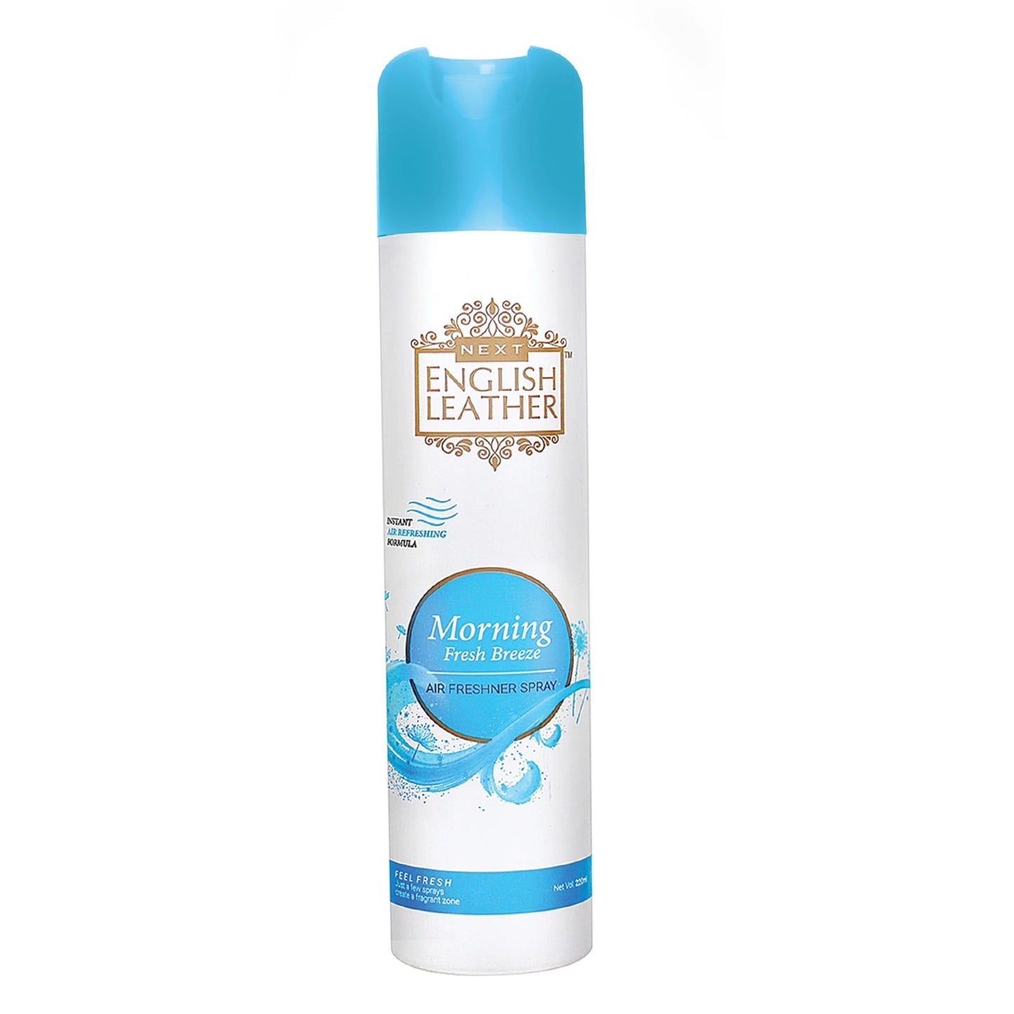 White background showing Morning Fresh Breeze air freshener can