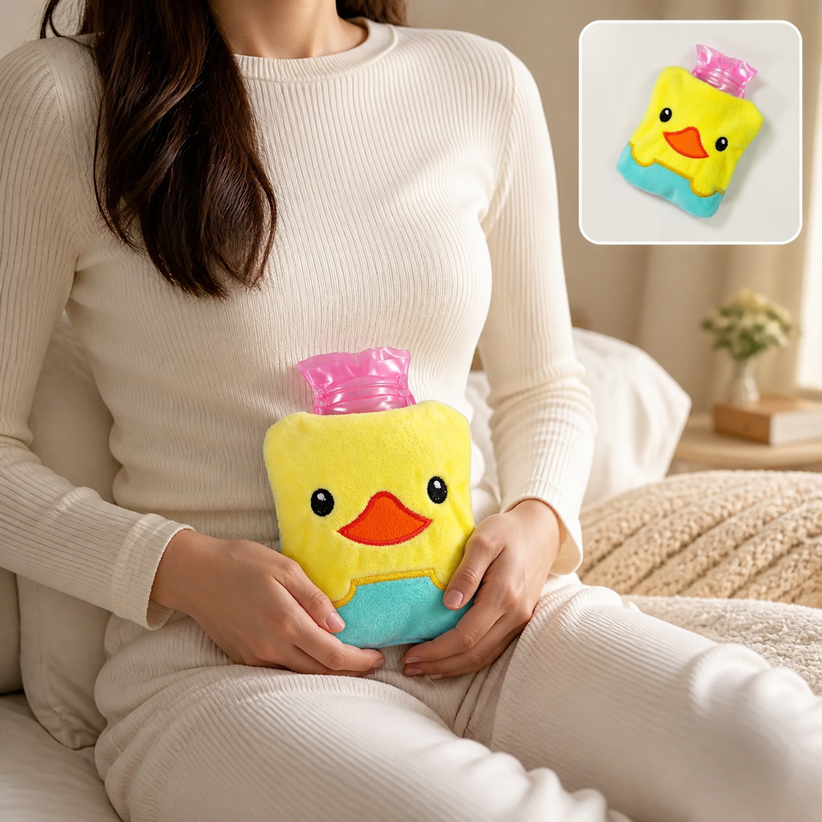Small Hot Water Bag – Yellow Duck Design for Pain Relief