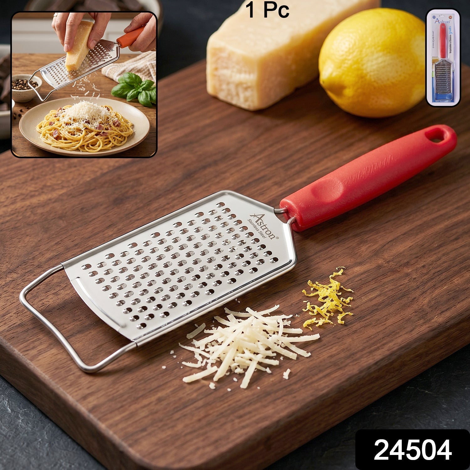 Set of handheld cheese graters with plastic handles for food prep