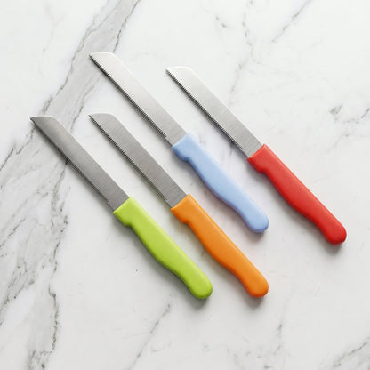 Sharp serrated kitchen knife blades detail