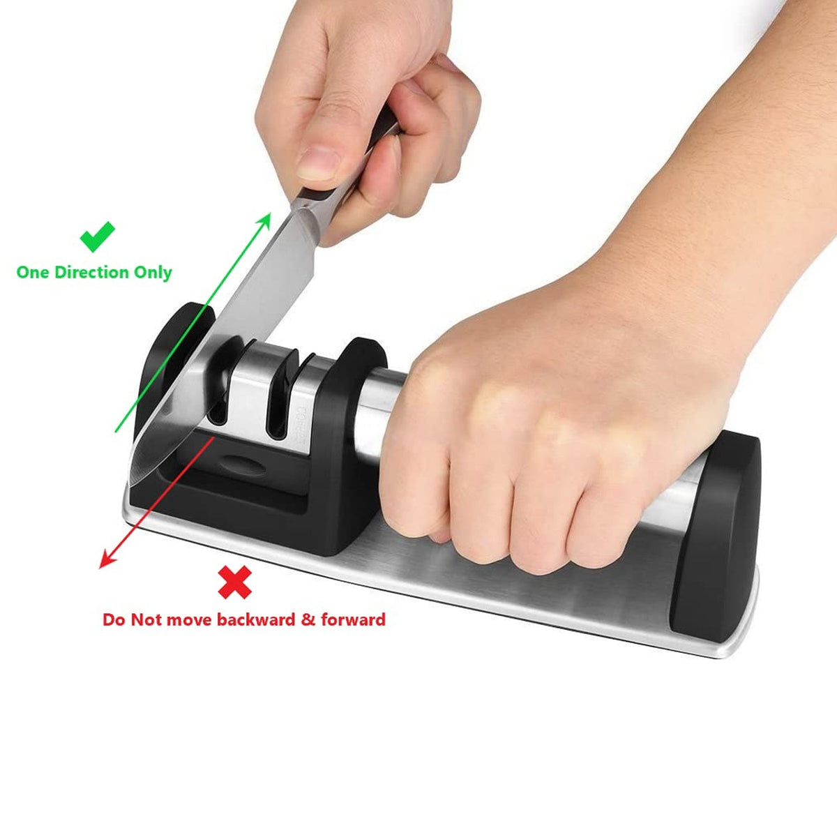Two Stage Manual Knife Sharpener with Coarse and Fine Slots – close-up