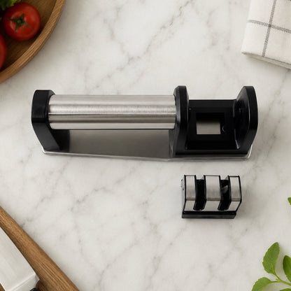 Two Stage Manual Knife Sharpener with Coarse and Fine Slots – detail view