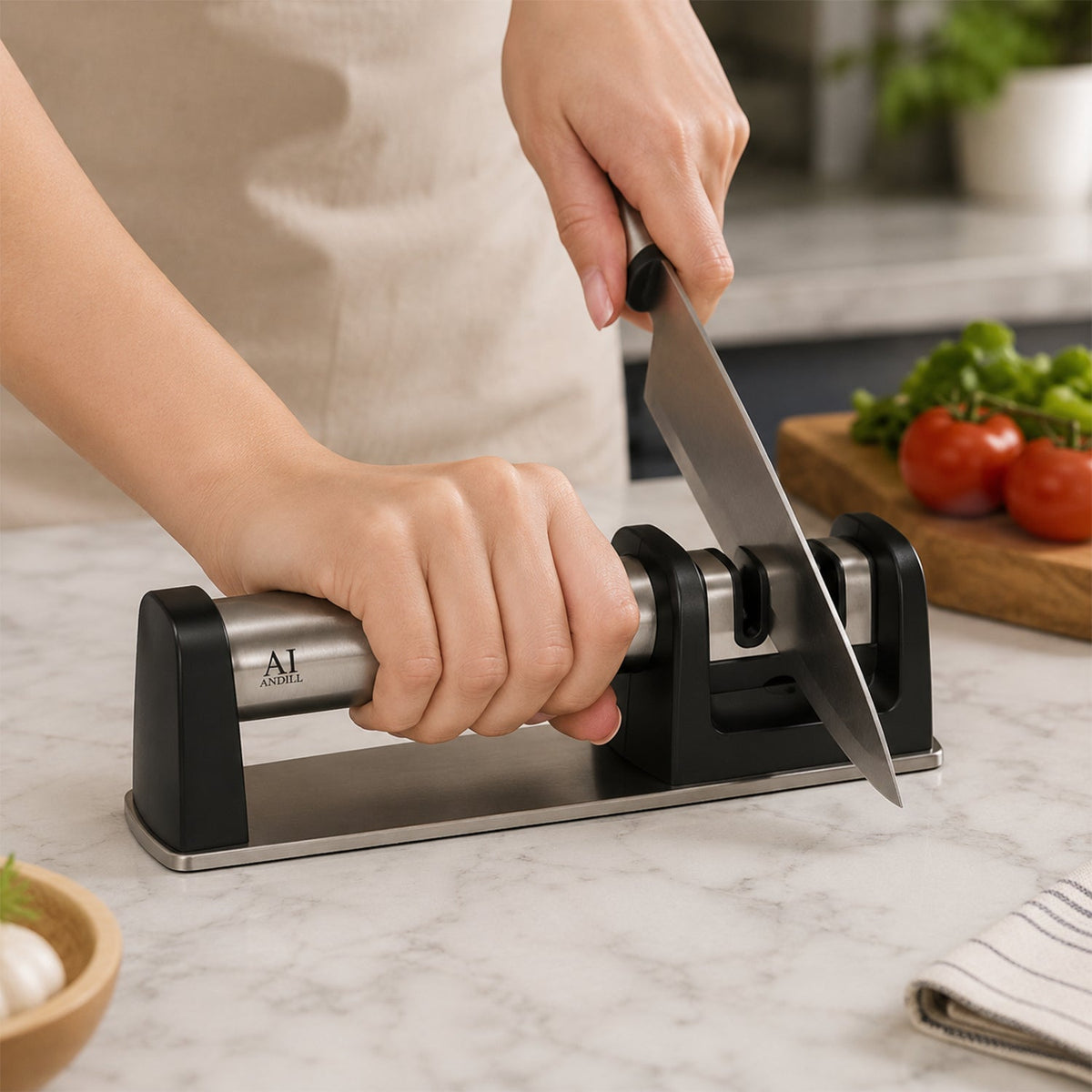 Two Stage Manual Knife Sharpener with Coarse and Fine Slots – view 8