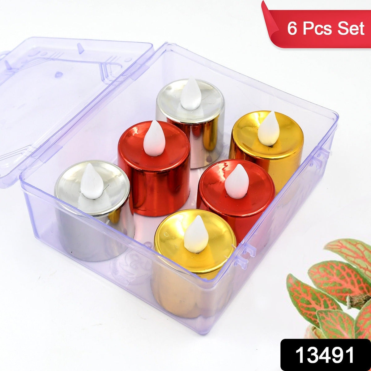 LED Diya Candles – Flameless Tea Light set (6 Pcs) – side view