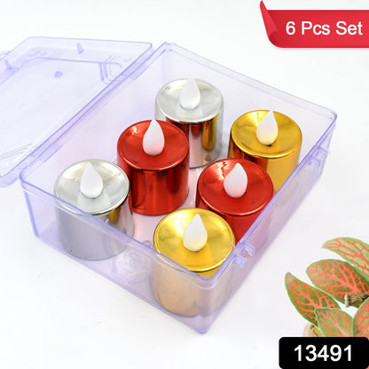 LED Diya Candles – Flameless Tea Light set (6 Pcs) – side view