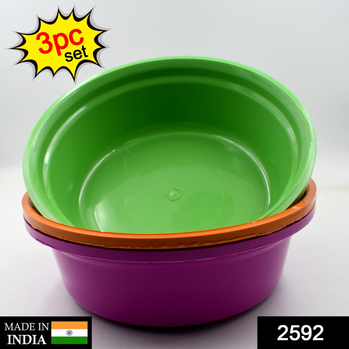 Plastic Storage Bowls set of 3 – Multipurpose & Durable – side view