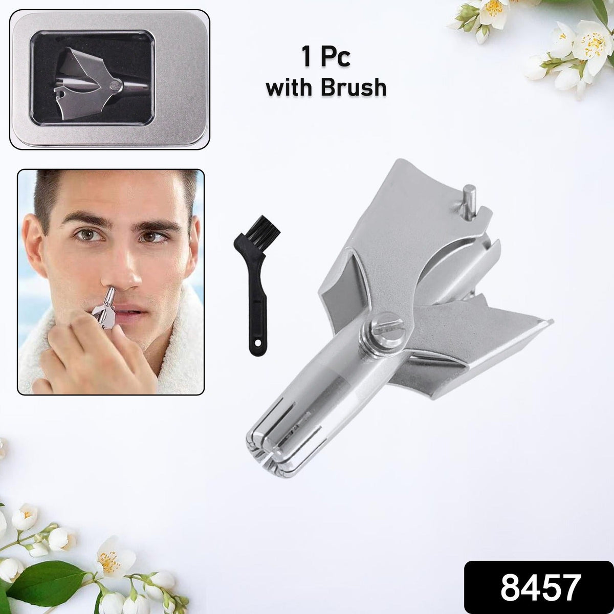 Nose Hair Remover – Painless Stainless Steel with Metal Case – side view