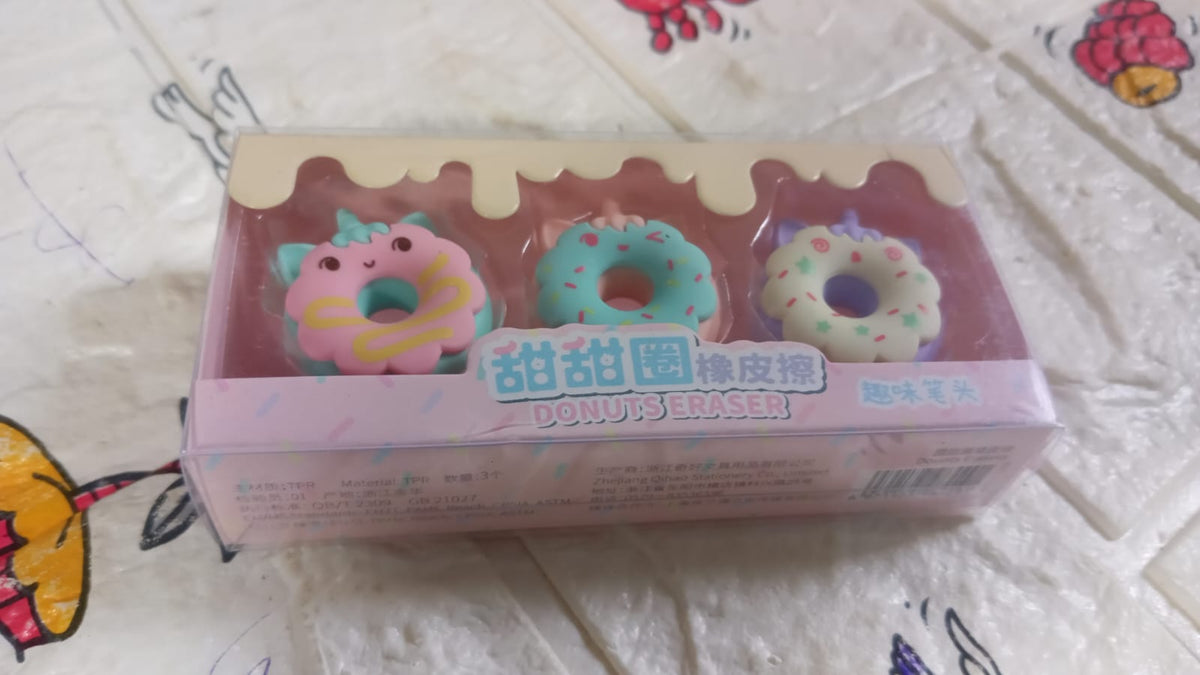 Donut Erasers – Non-Toxic 3pc set for Kids – view 7