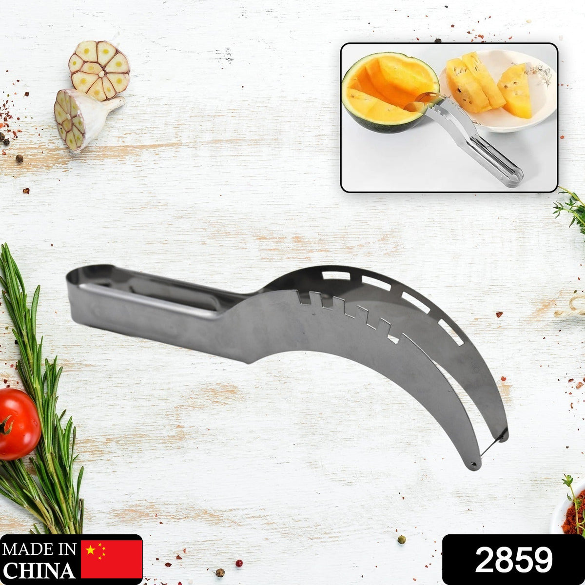 Watermelon Slicer – Stainless Steel Melon Corer & Knife – side view