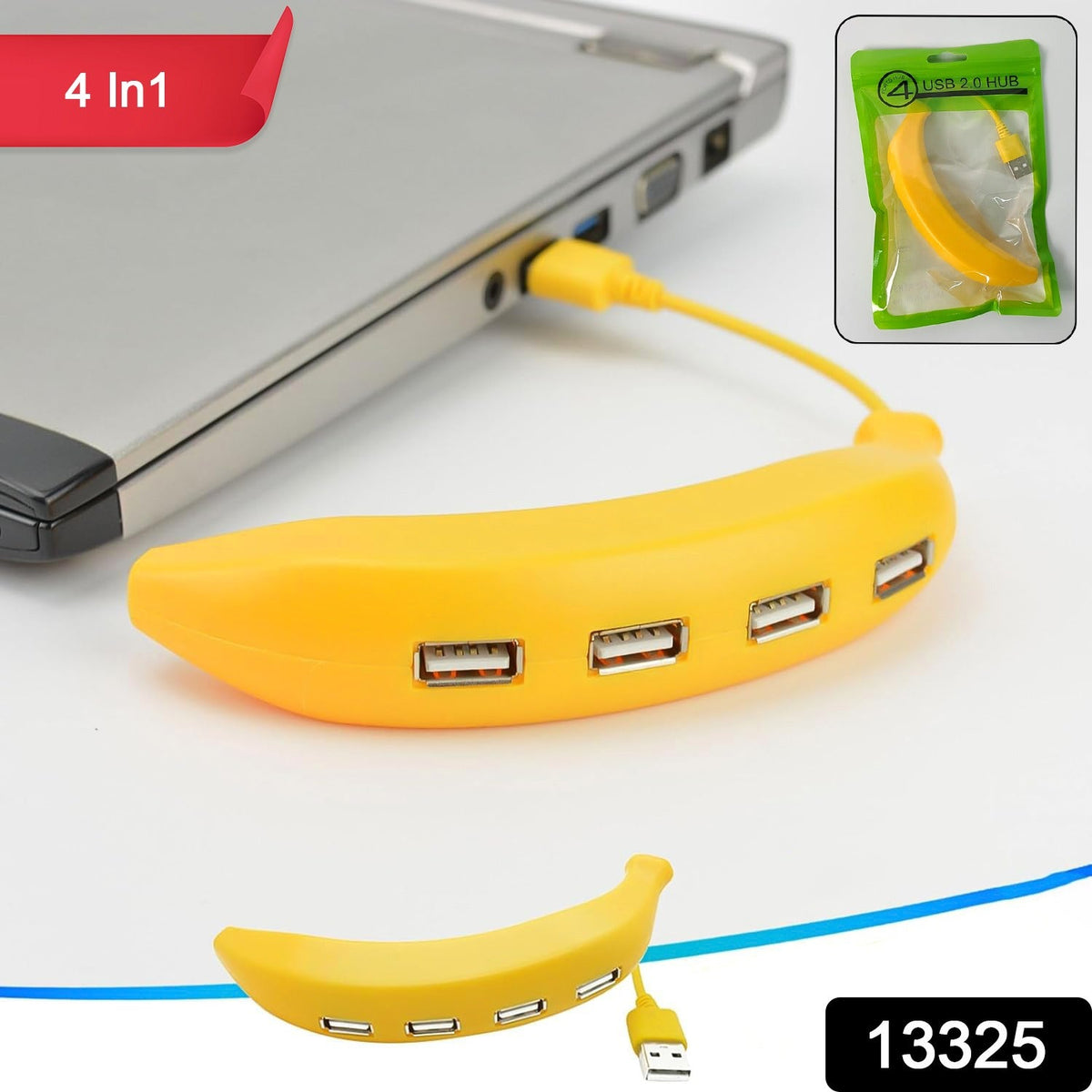 Banana Shape USB Hub – 4-Port 2.0 Splitter – side view