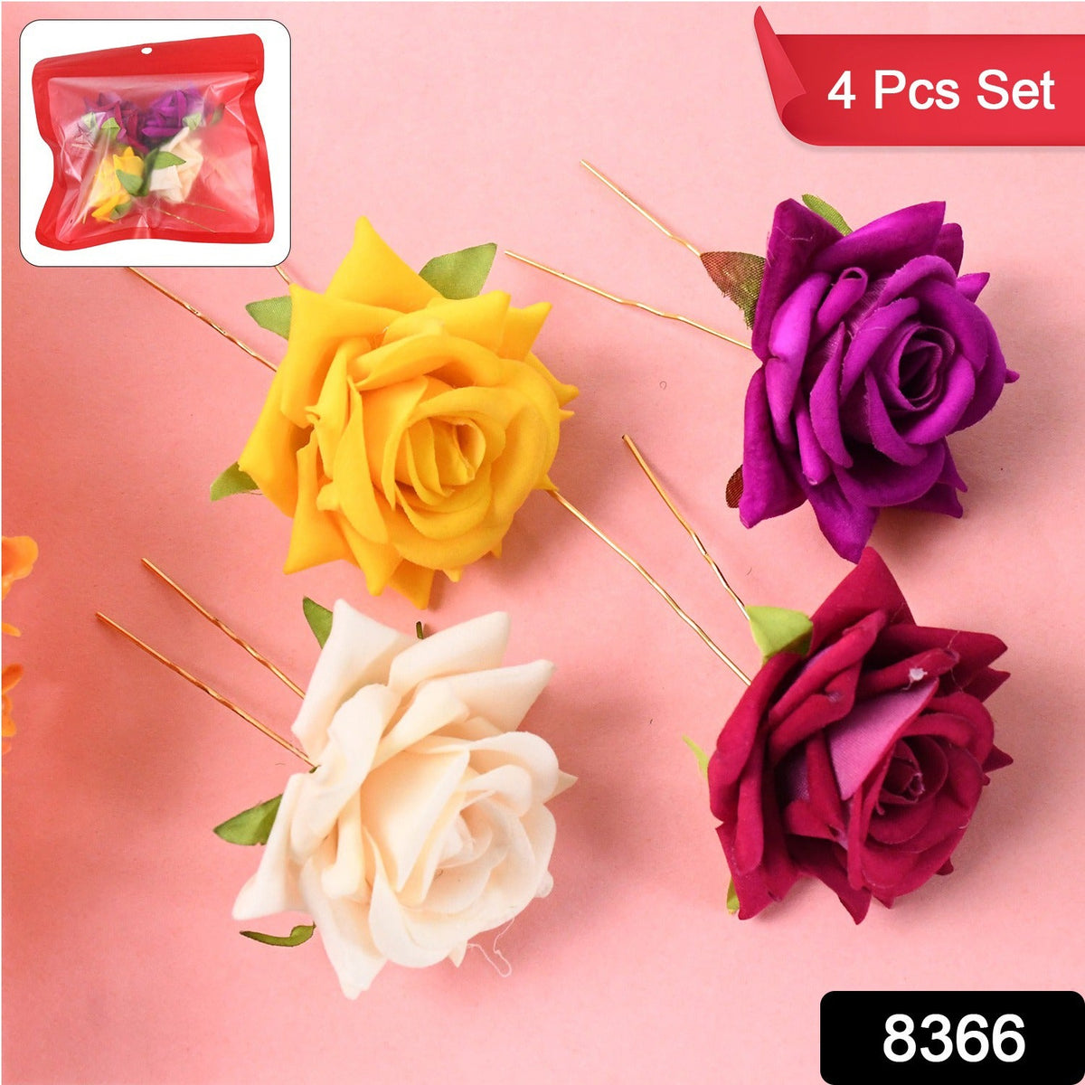 Flower Hair Pin – Vibrant Multicolor Floral Hair – side view