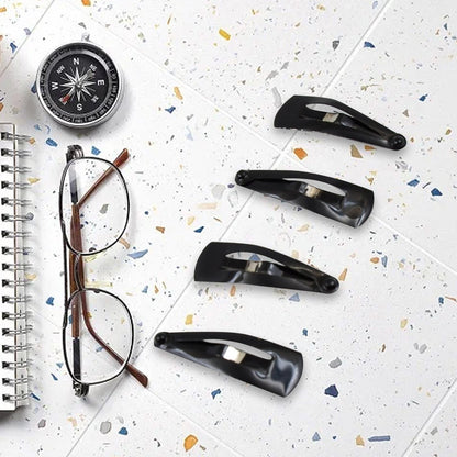 Metal Tic Tac Hair Clips – 12 pcs Matt Black set – detail view