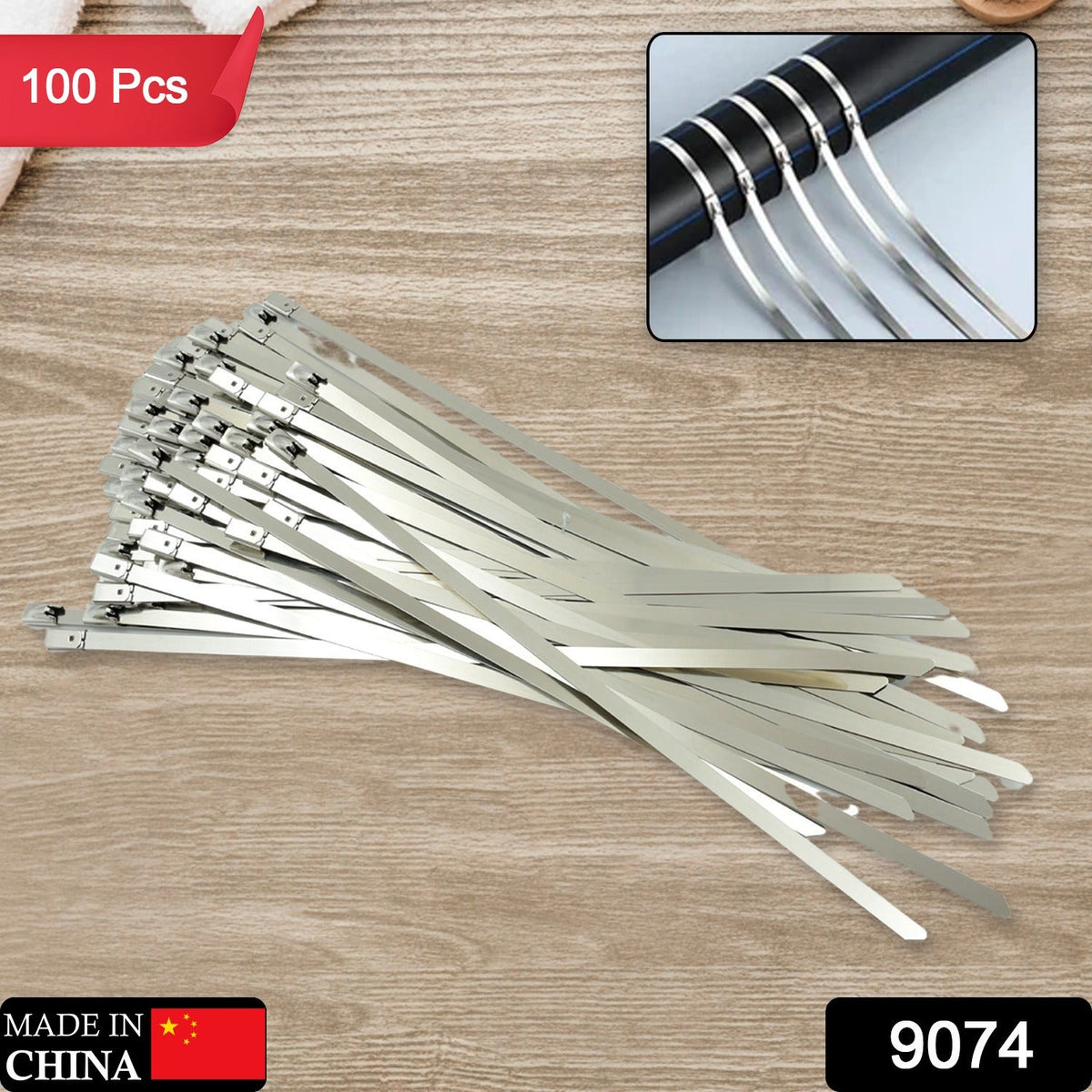 Stainless Steel Cable Ties – 100 pcs Heavy-Duty – side view