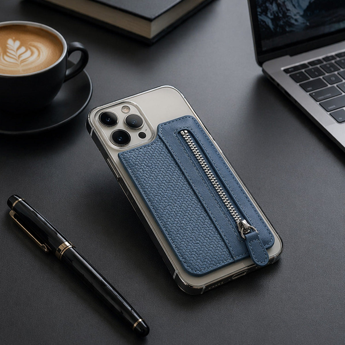 Adhesive Card Phone Holder – Zipper Pocket Wallet – side view