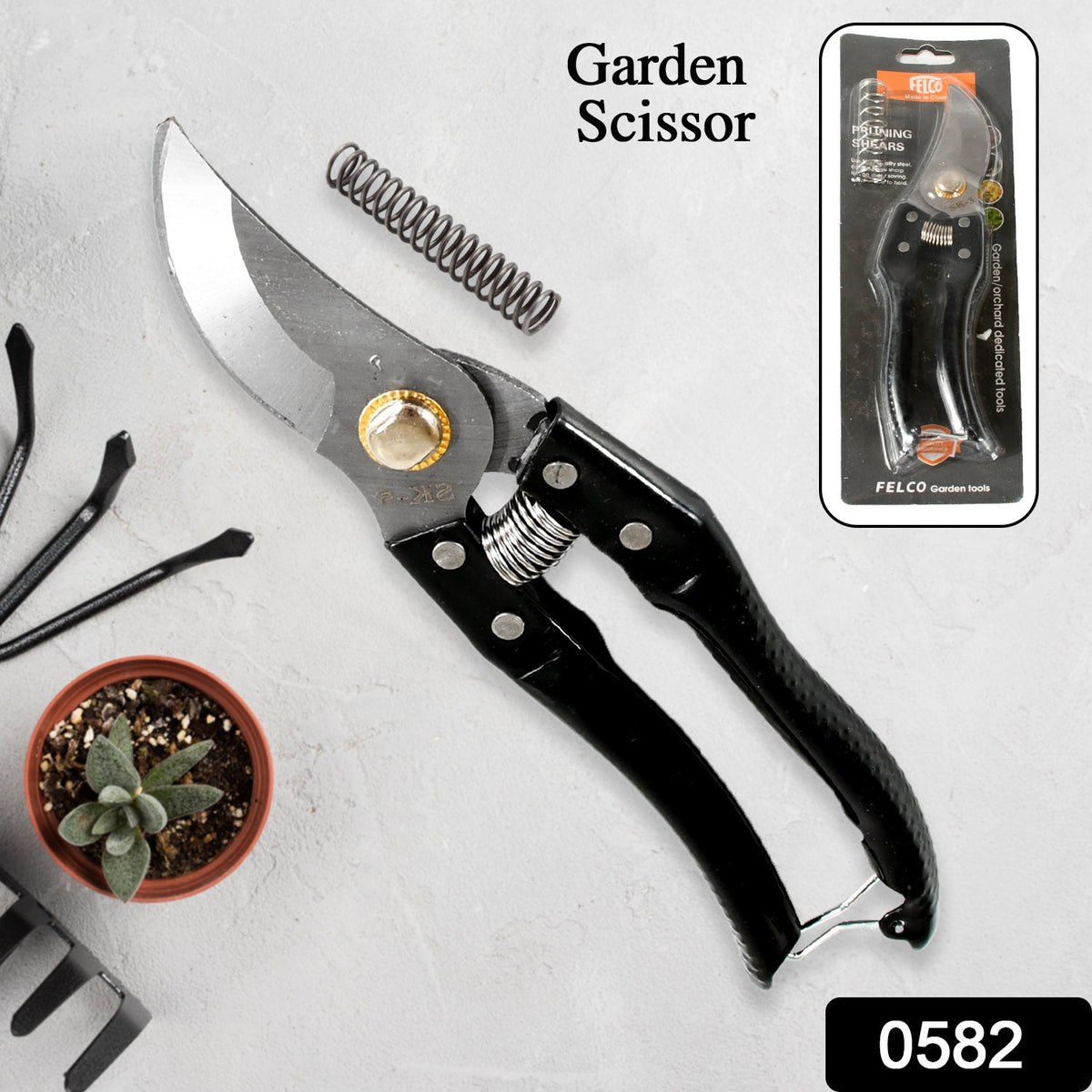 Garden Shears – High Carbon Steel Blades, Non-Slip Grip – side view