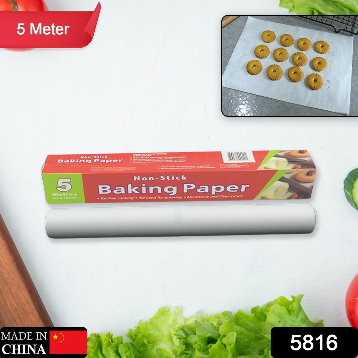 Non-Stick Parchment Paper – 5M Roll for Baking & Cooking – side view