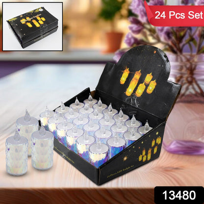 Flameless LED Tea Light Candles – 24 pc Diwali Decor – side view