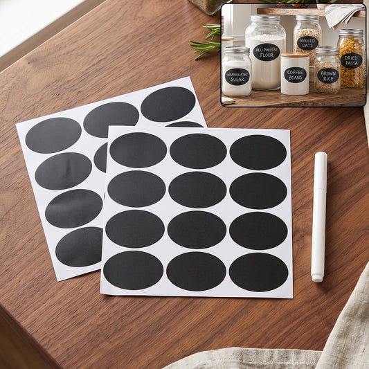 Oval Chalkboard Sticker Labels with Marker Pen, Reusable