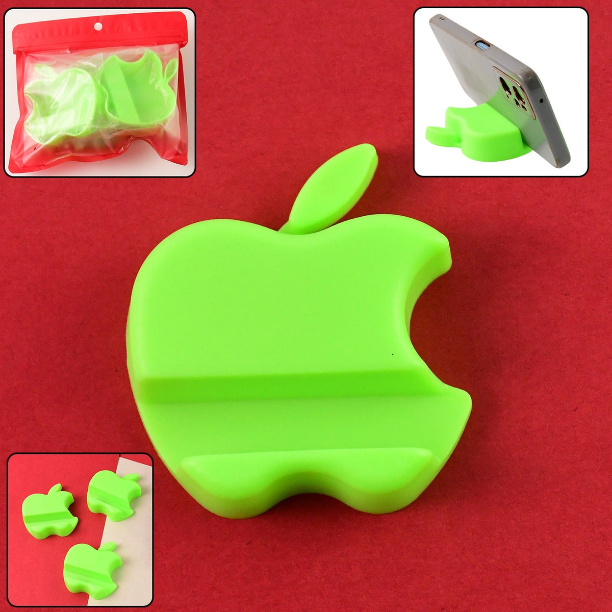 Apple-Shaped Mobile Phone Stand – Compact 3-Piece set – detail view