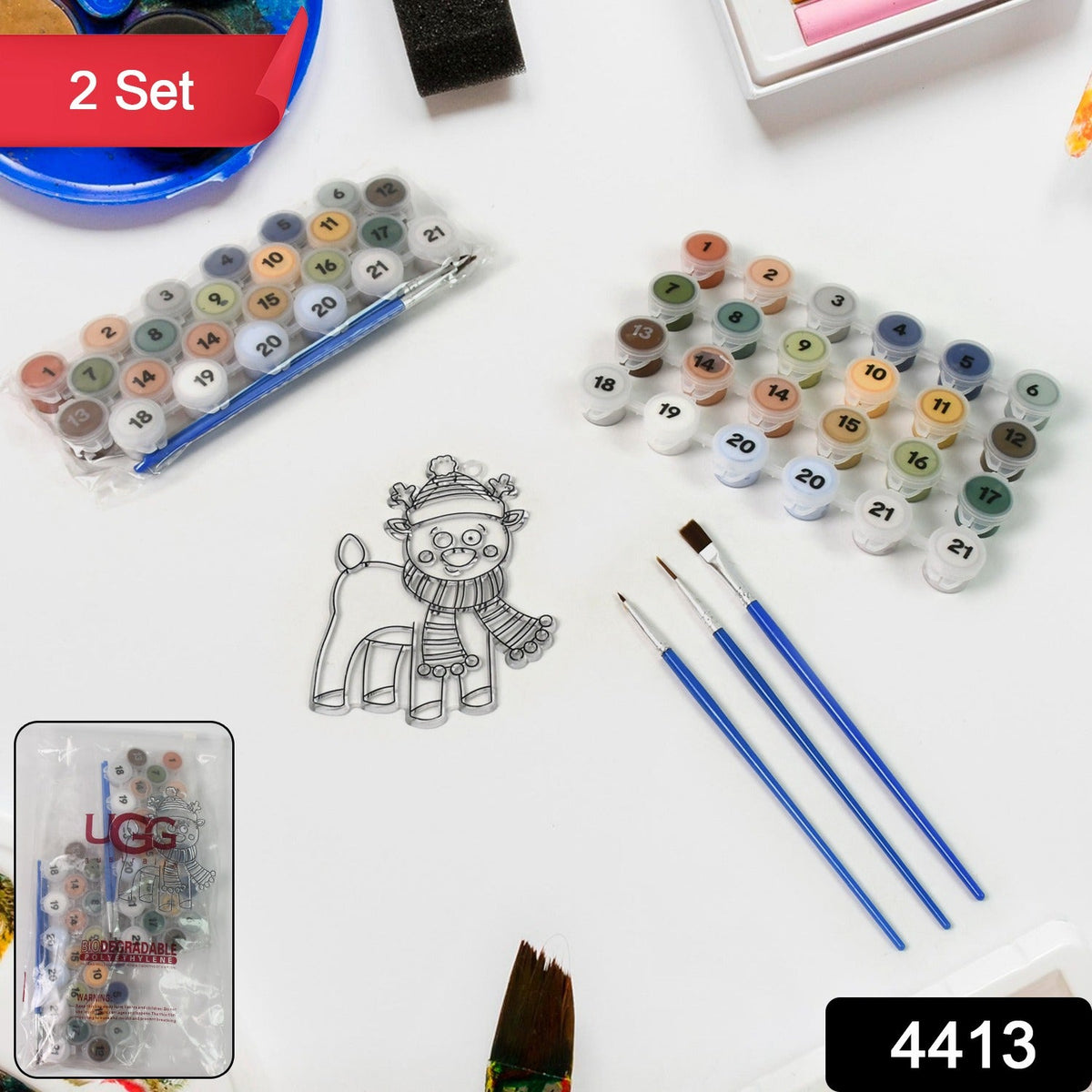 Paint by Number Kits – Adult DIY Art set with Brushes – side view