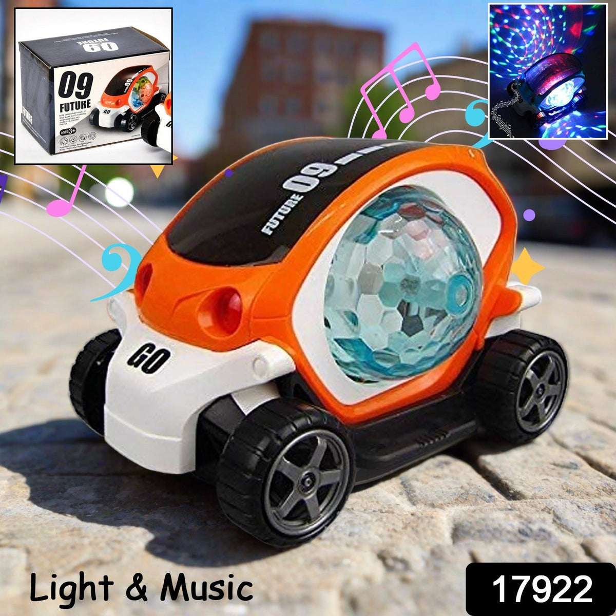 Rotating Stunt Car Toy – 360° Bump & Go Fun – side view