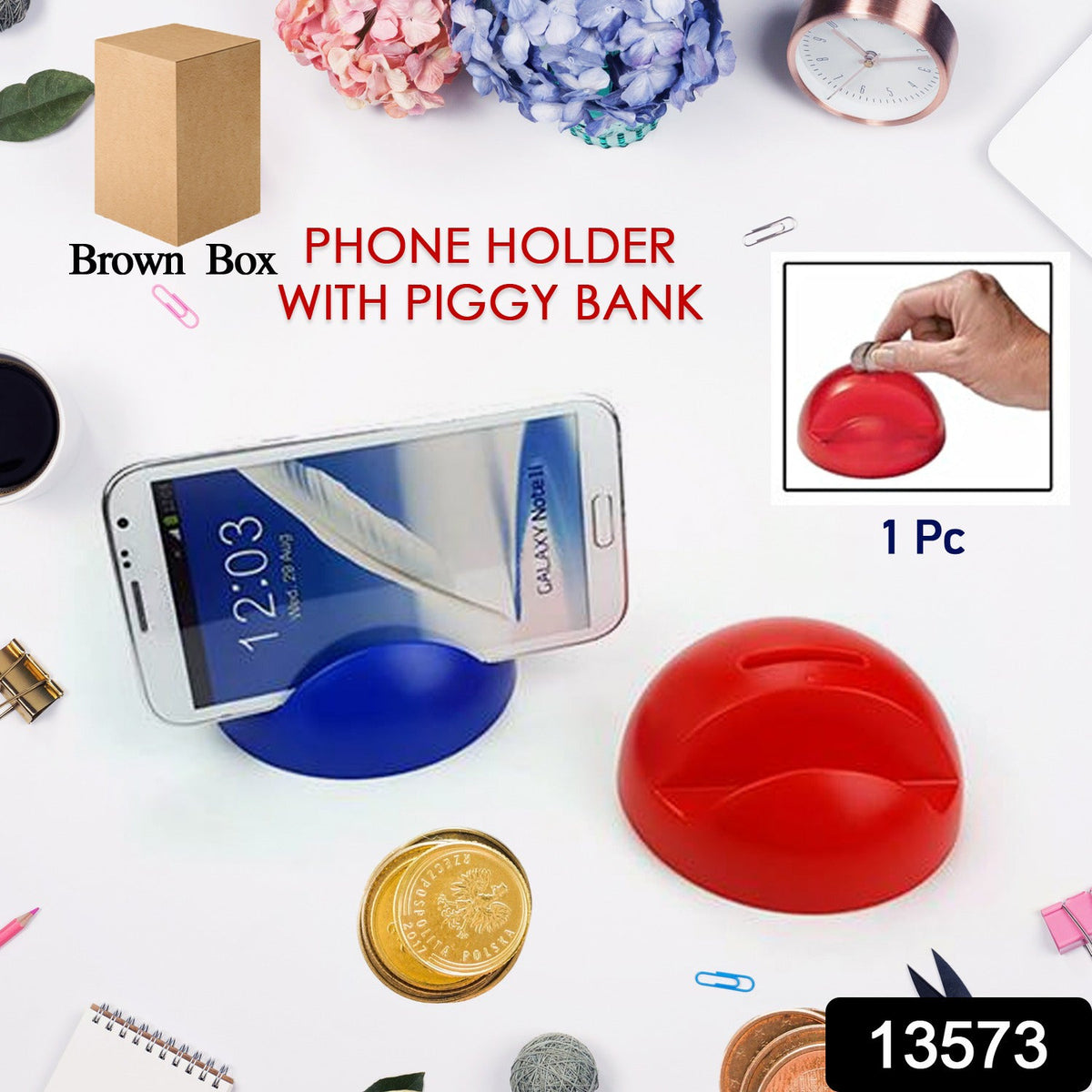 Phone Holder with Coin Bank – ABS Plastic Owl Design – side view