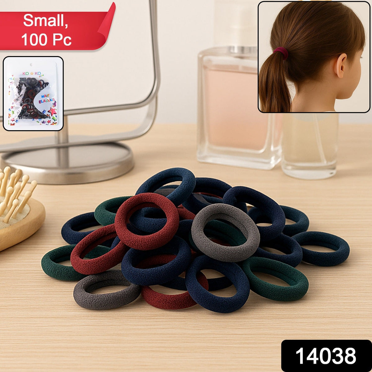 Small Hairbands – Multicolour Rubber Bands (Pack of 100) – side view