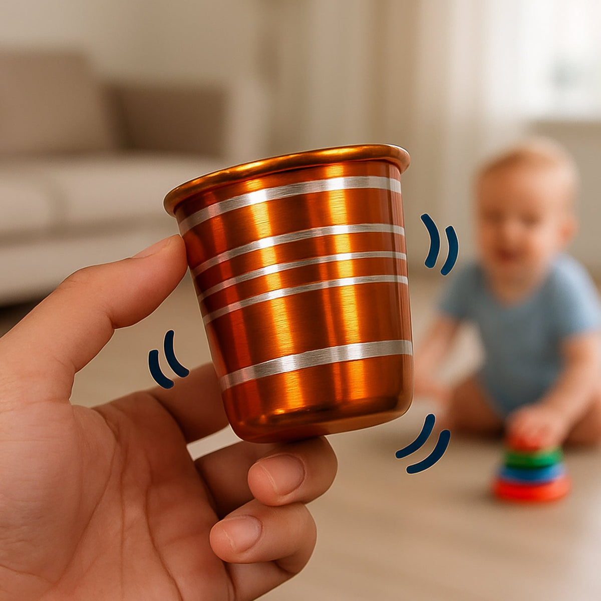 Musical Bell Sound, 6-Piece, Kids Steel Glass – side view