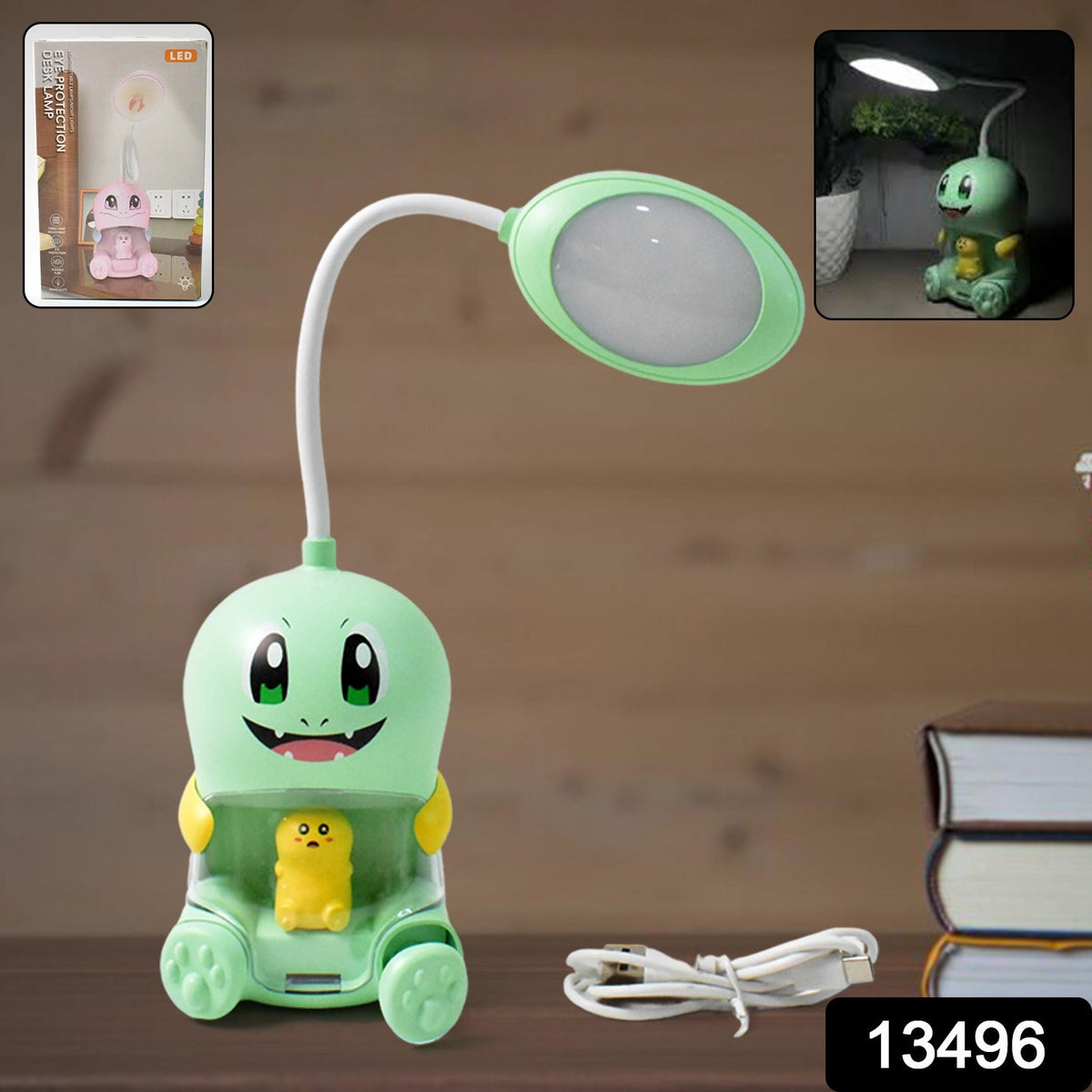 Cartoon LED Desk Lamp – Eye Protection, USB Charging – side view