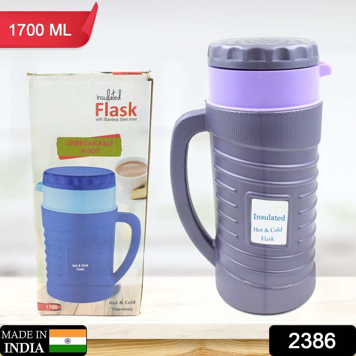 Insulated Flask – Stainless Steel Hot & Cold Travel Mug – side view