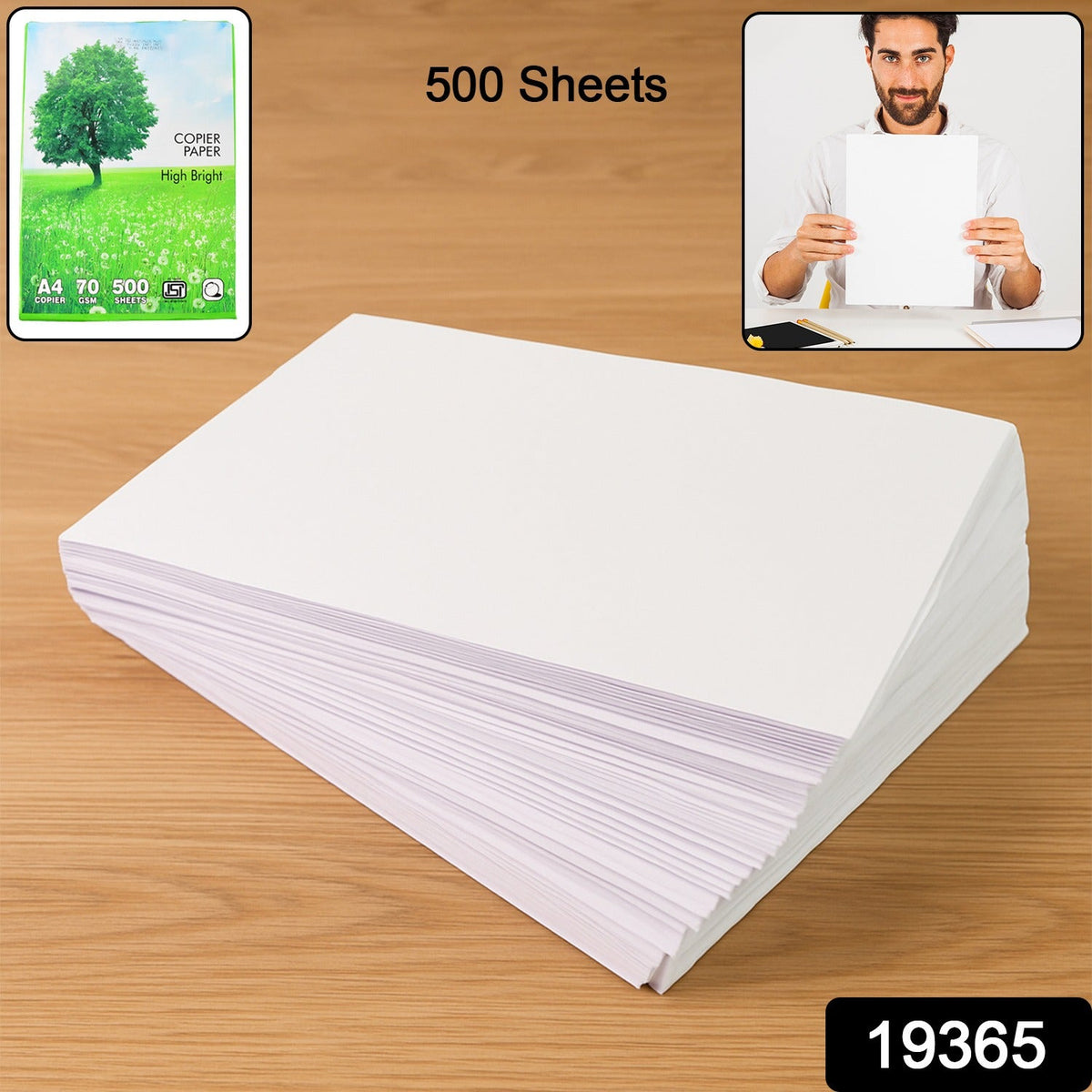 A4 High Bright Copier Paper – 70 GSM, 500 Sheets Pack – side view