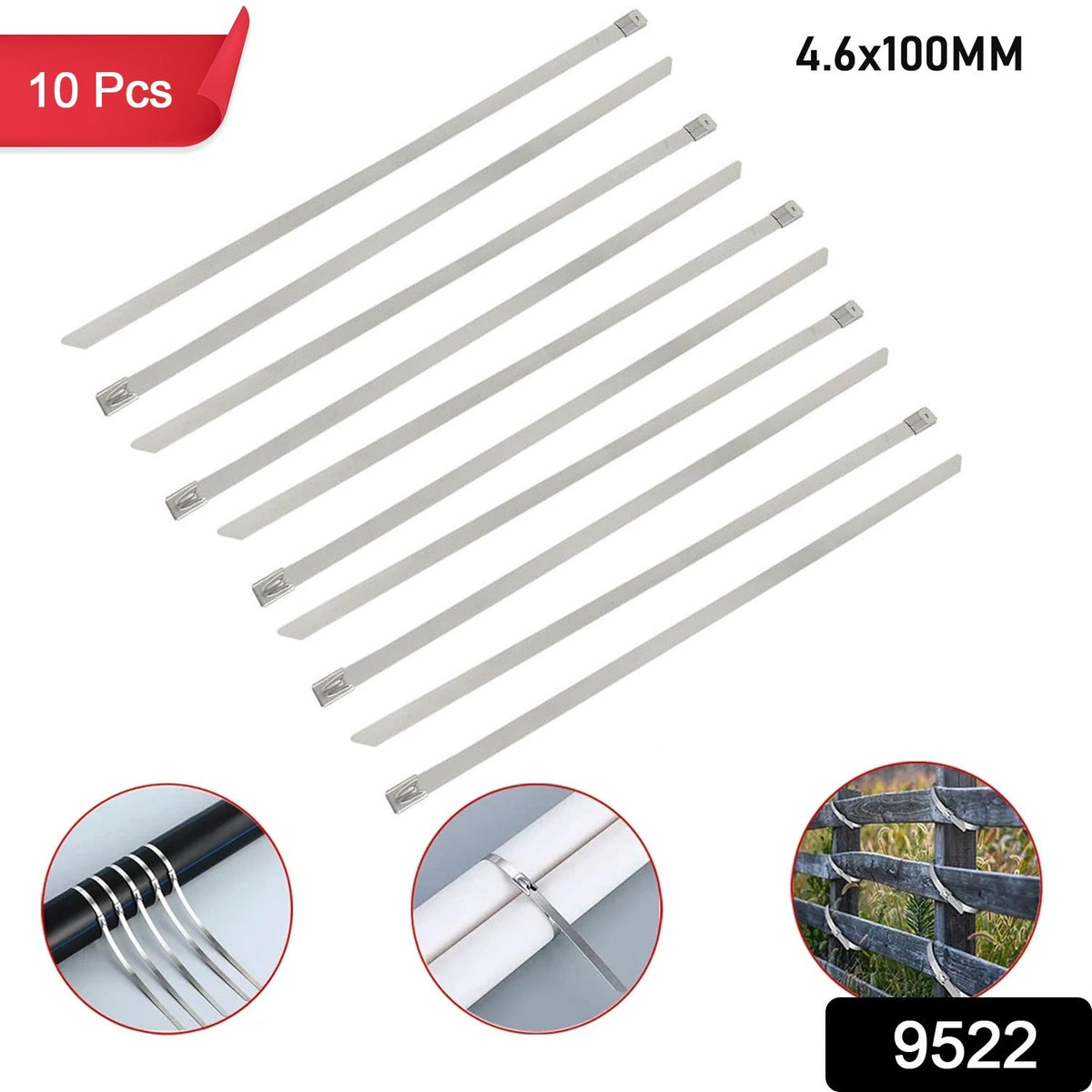 Stainless Steel Cable Ties – 100mm Rustproof 10-Pack – side view