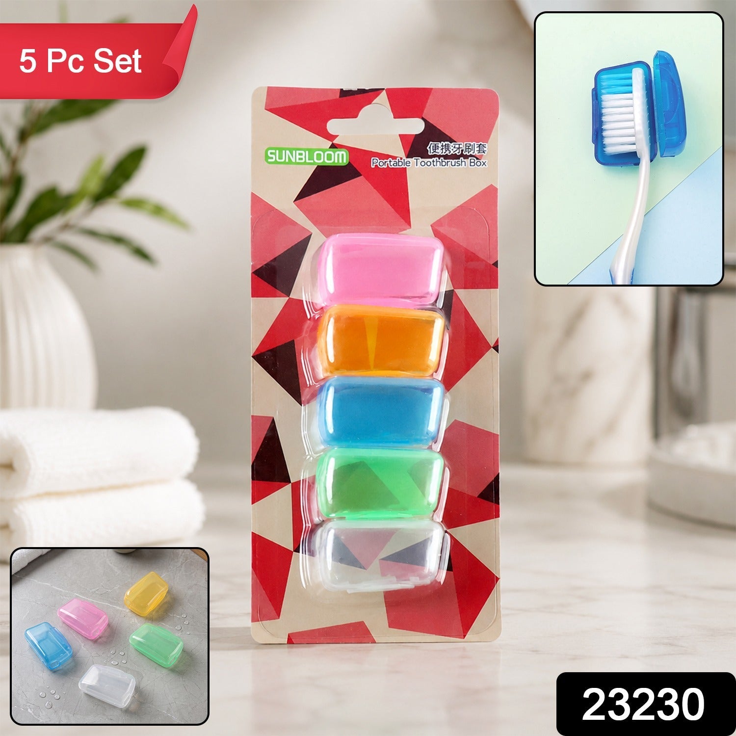 Set of 5 toothbrush head covers for hygienic travel storage
