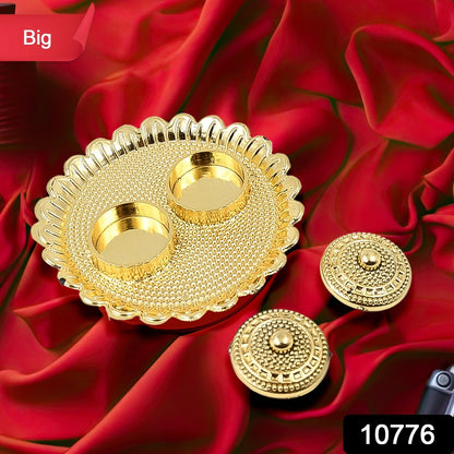 Puja Thali – Round Kumkum Holder for Festivals & Gifts – side view