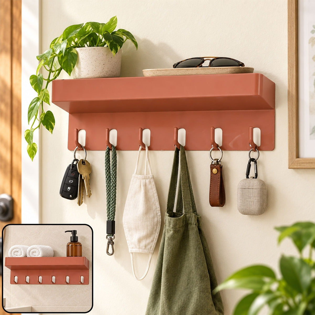 Key Holder Stand – 6 Hooks Multiuse for Home & Bathroom