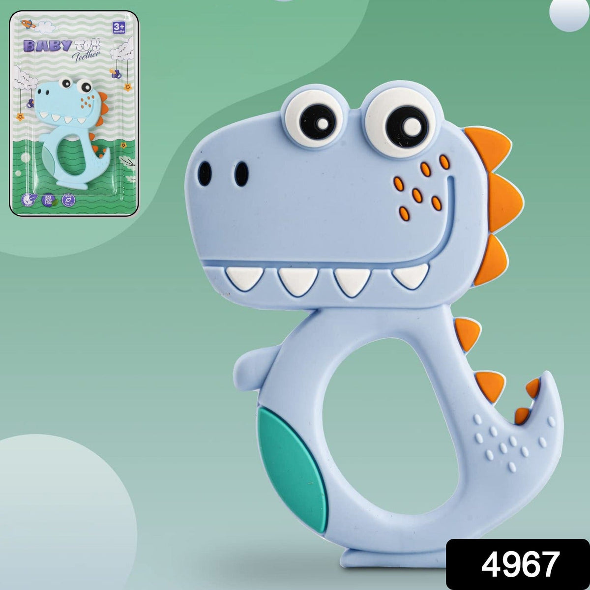 Dinosaur Baby Teether – Soft BPA-Free Silicone – side view