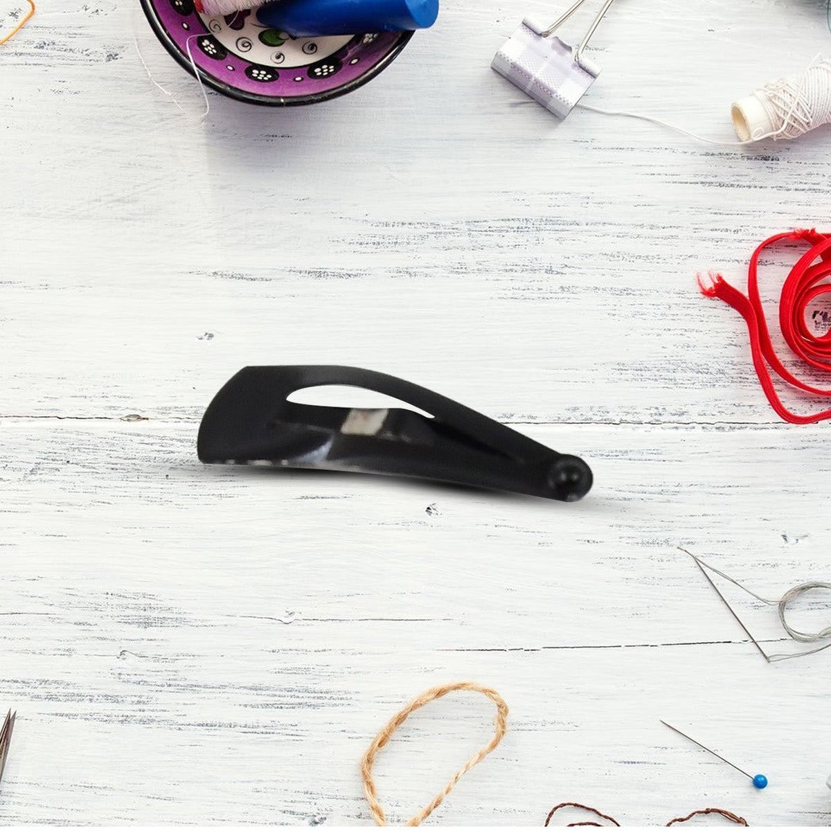 Metal Tic Tac Hair Clips – 12 pcs Matt Black set – view 6