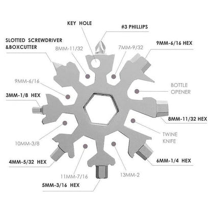 Snowflake Multi-Tool – 18-in-1 Stainless Steel Portable – detail view