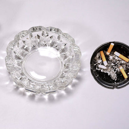 Crystal Glass Ashtray – Round Cigar & Cigarette – alternate view