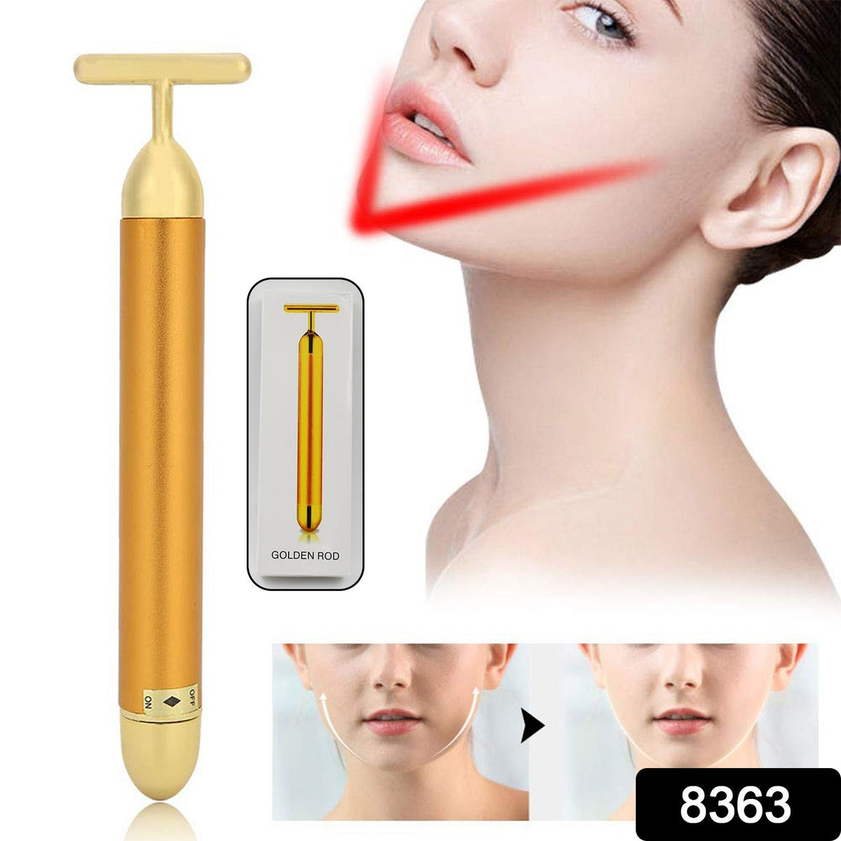Vibrating Face Massager – Golden Energy for Radiant Skin – side view