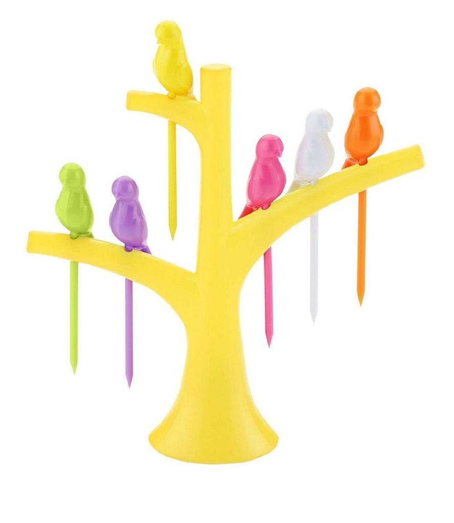 Bird Fruit Forks with Tree Holder – Cute Kids Table Decor – view 7