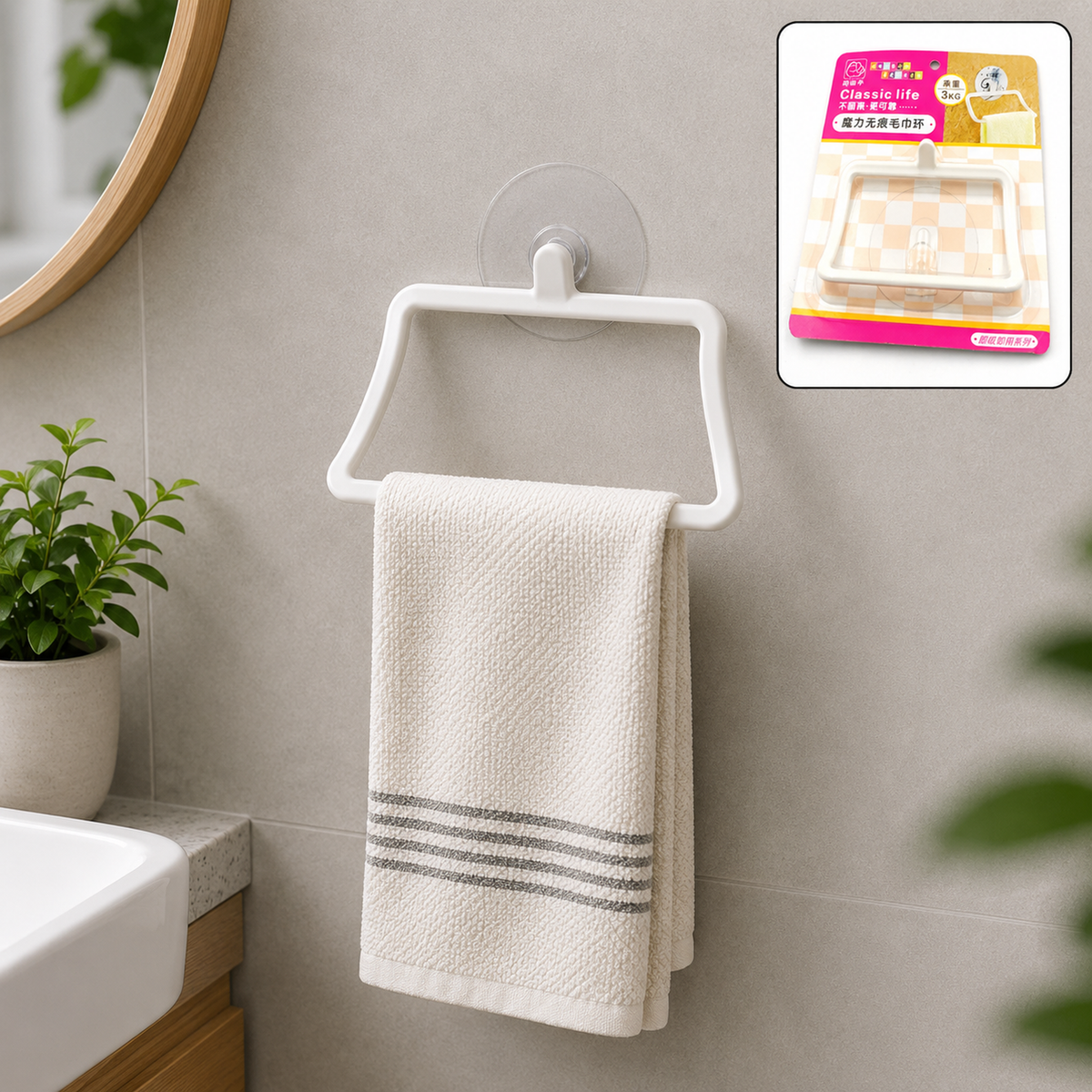 Self-Adhesive Towel Holder – No-Drill Wall Mount