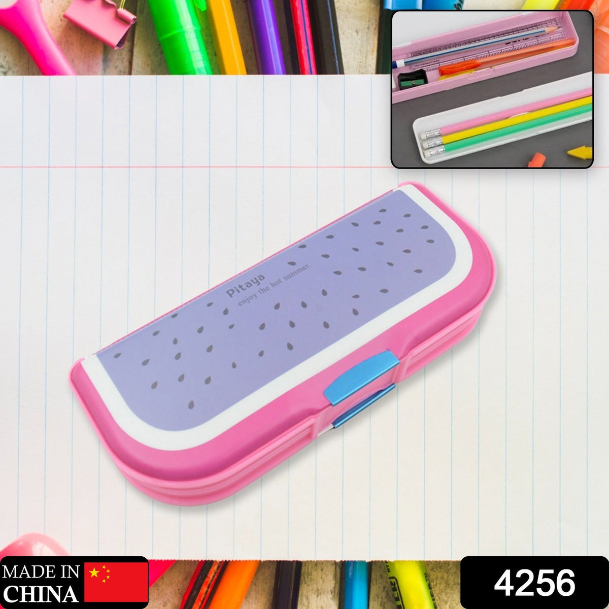 Cartoon Pencil Box – 2-Compartment for Kids – side view