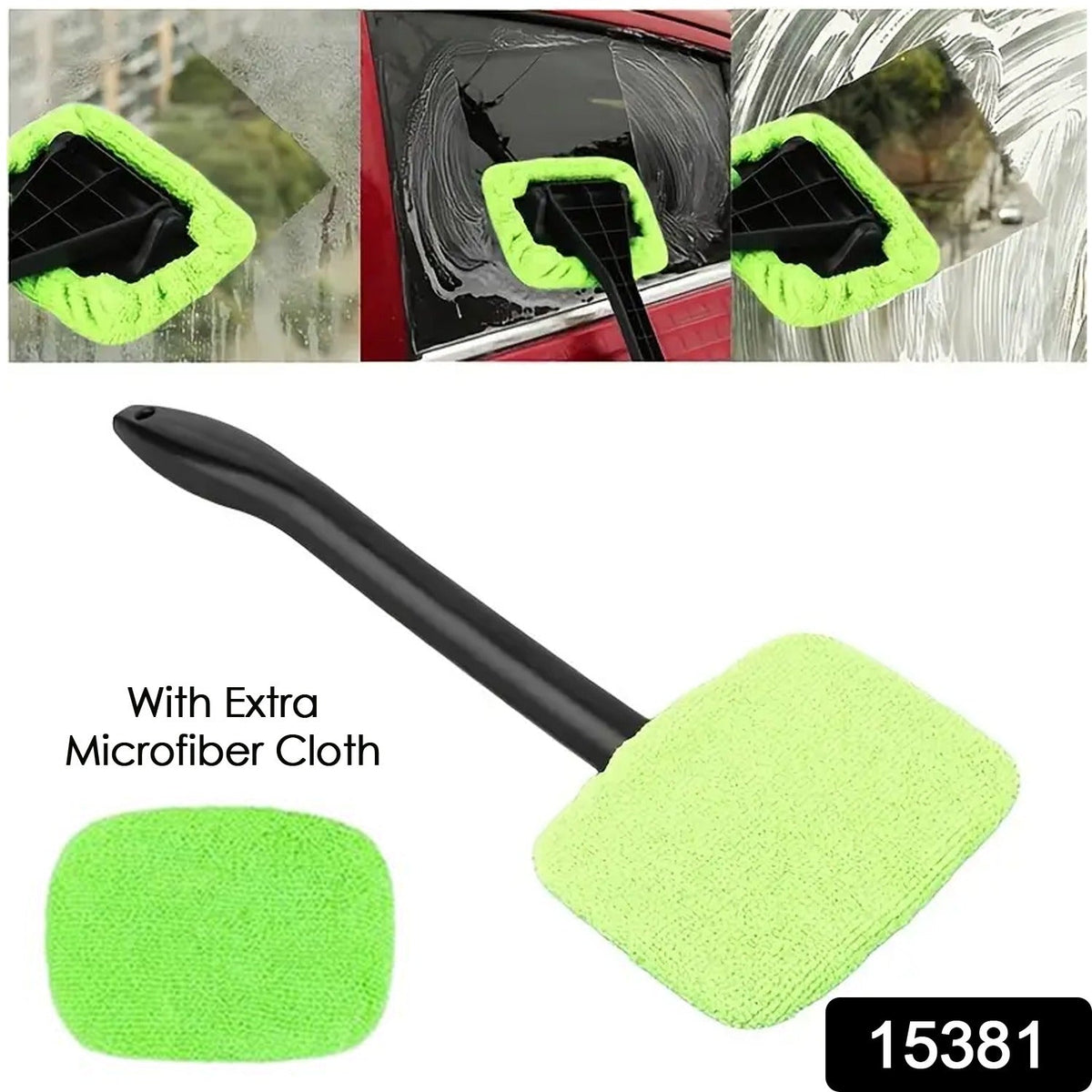 Car Glass Cleaner Wiper with Extra Microfiber Cloth – – side view