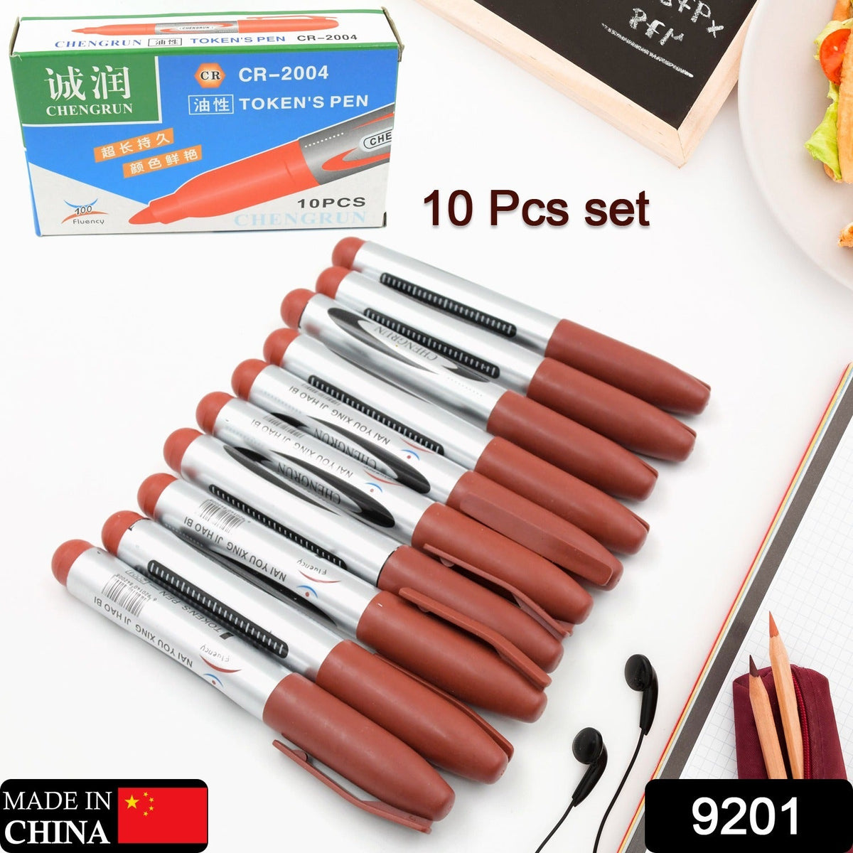 Maroon Permanent Marker – 10 pc set – side view