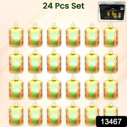 Diwali LED Tea Light Candles – 24 pc Flameless & Smokeless – side view
