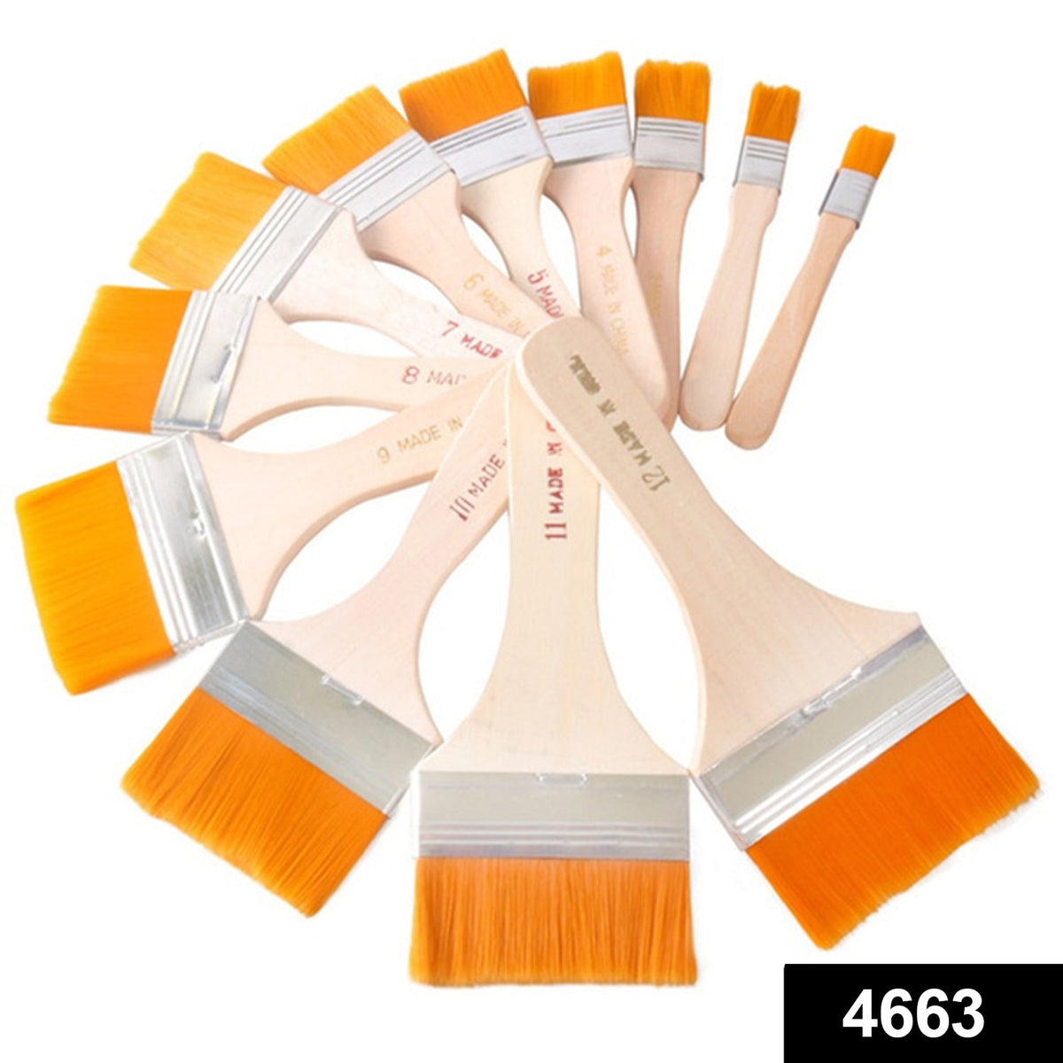 Flat Paint Brush set – Synthetic Bristles & Curved Handles