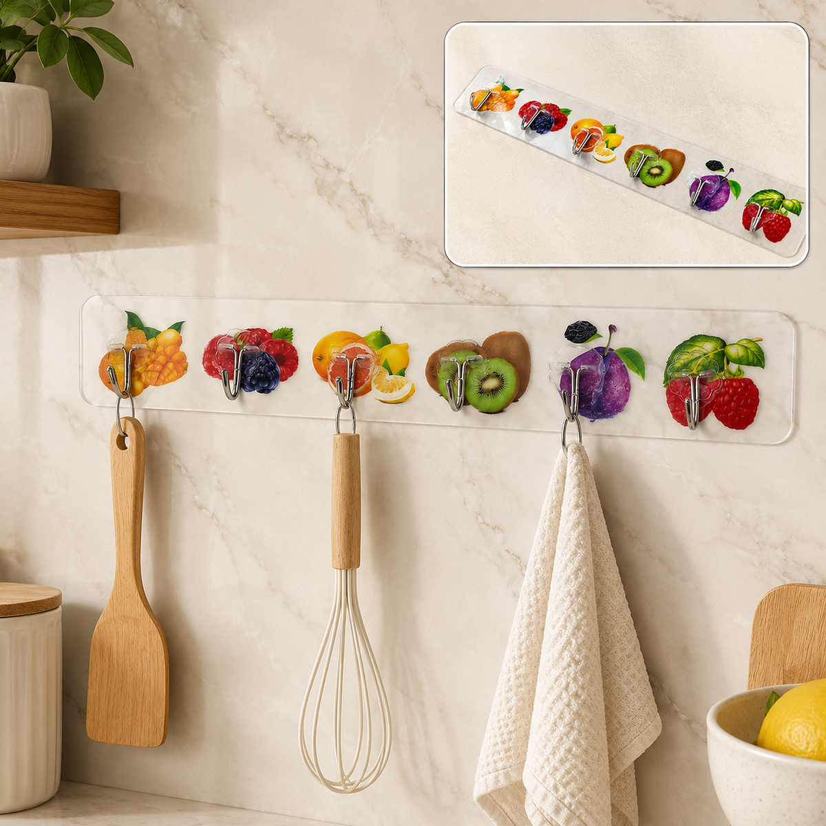 Adhesive Wall Hooks – Strong, Transparent, Multiuse (6 Pcs)