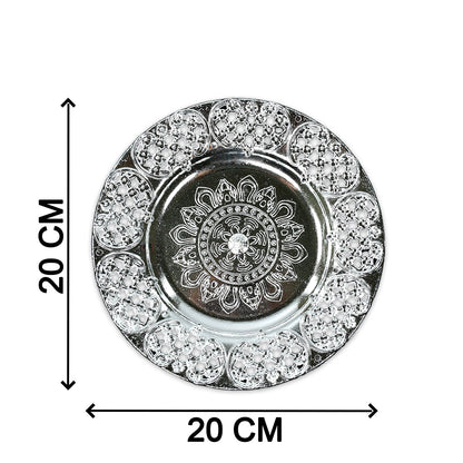 Pooja Thali set – 8-Inch Plastic Silver Color for Festivals – alternate view
